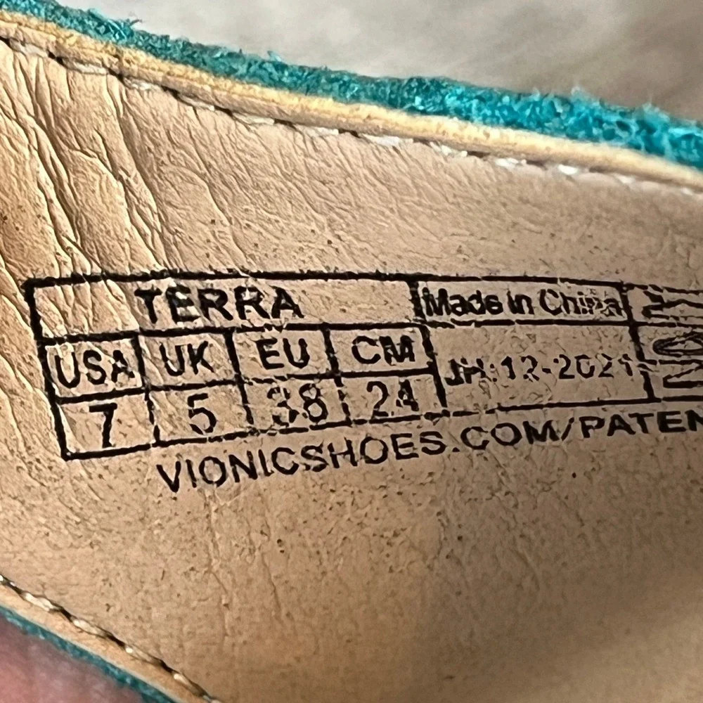 Vionic Terra Toe-Post Orthotic Leather Sandals Lake‎ Blue Womens 7 UK 5 E 38